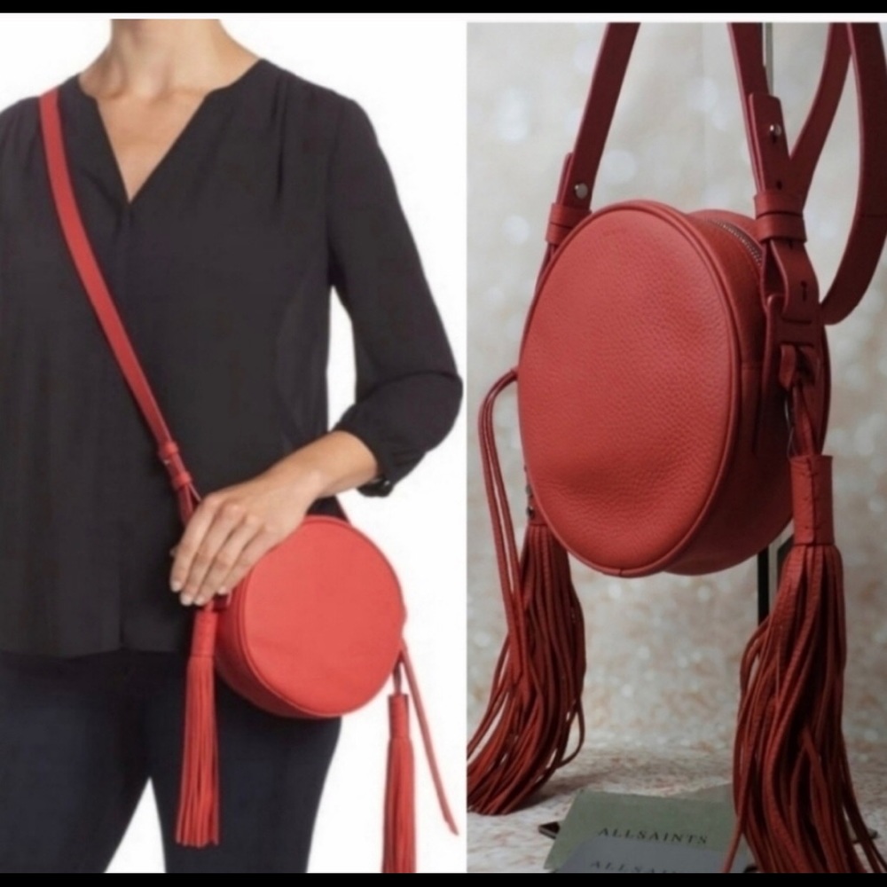 All Saints Kepi Round Crossbody NWT in RED